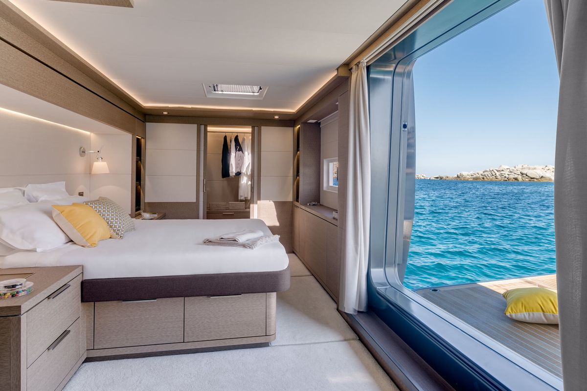 Cabin on La Desirade, a Lagoon Seventy 7 catamaran at Bonifacio / Bunifaziu, France