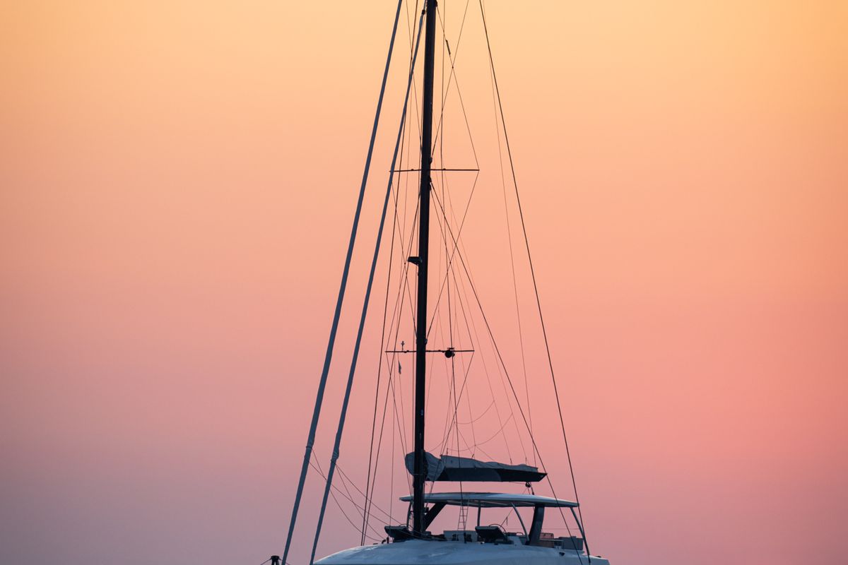 Exterior view of La Desirade, a Lagoon Seventy 7 catamaran at Bonifacio / Bunifaziu, France