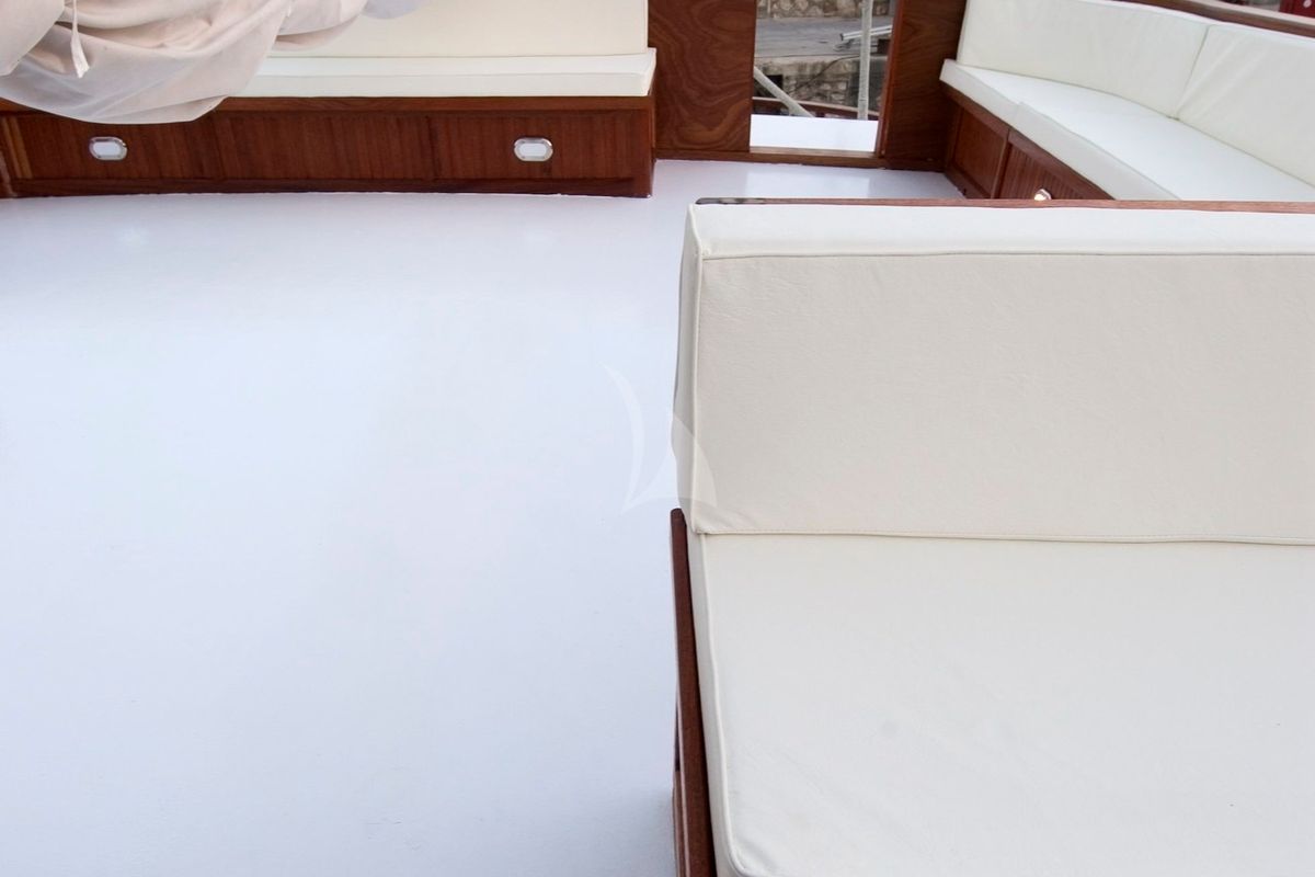 Deck of Matina, a Gulet Motor sailer yacht at Athens, Greece