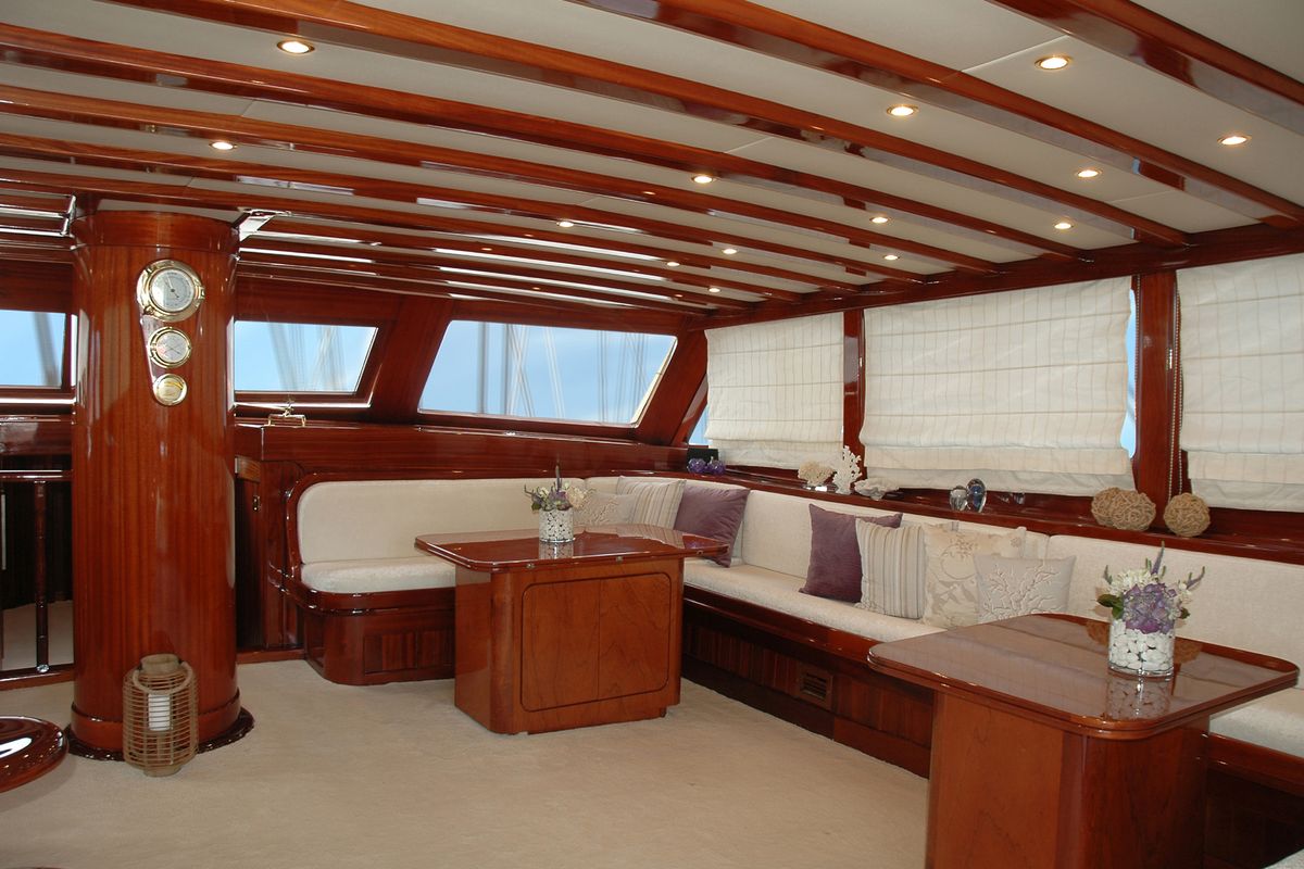 Salon of Matina, a Gulet Motor sailer yacht at Athens, Greece