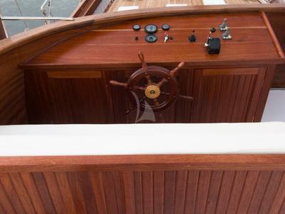 Cockpit of Matina, a Gulet Motor sailer yacht at Athens, Greece