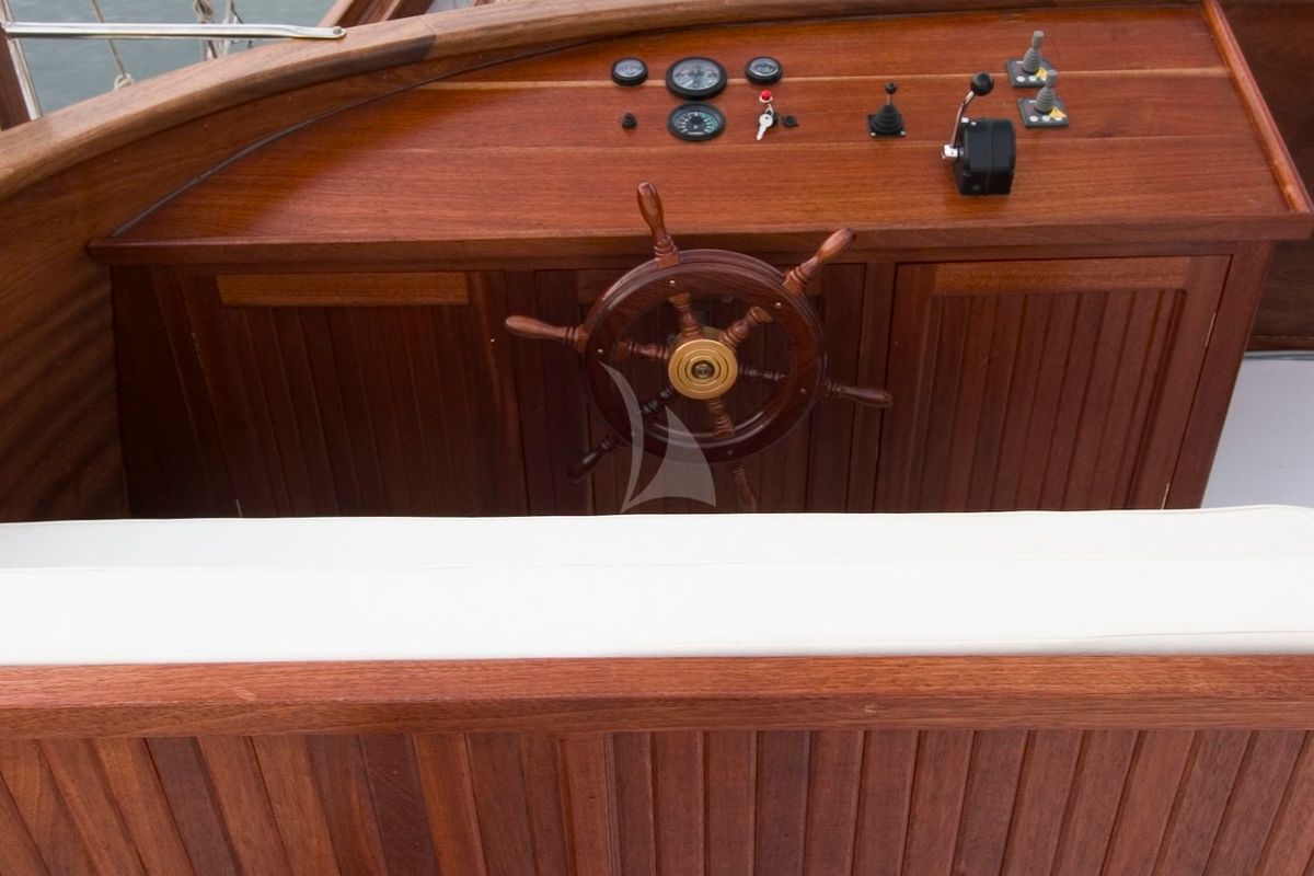 Cockpit of Matina, a Gulet Motor sailer yacht at Athens, Greece