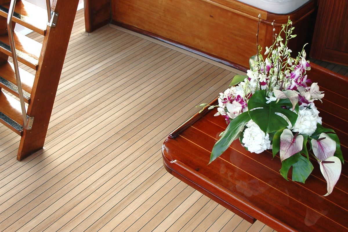 Deck of Matina, a Gulet Motor sailer yacht at Athens, Greece