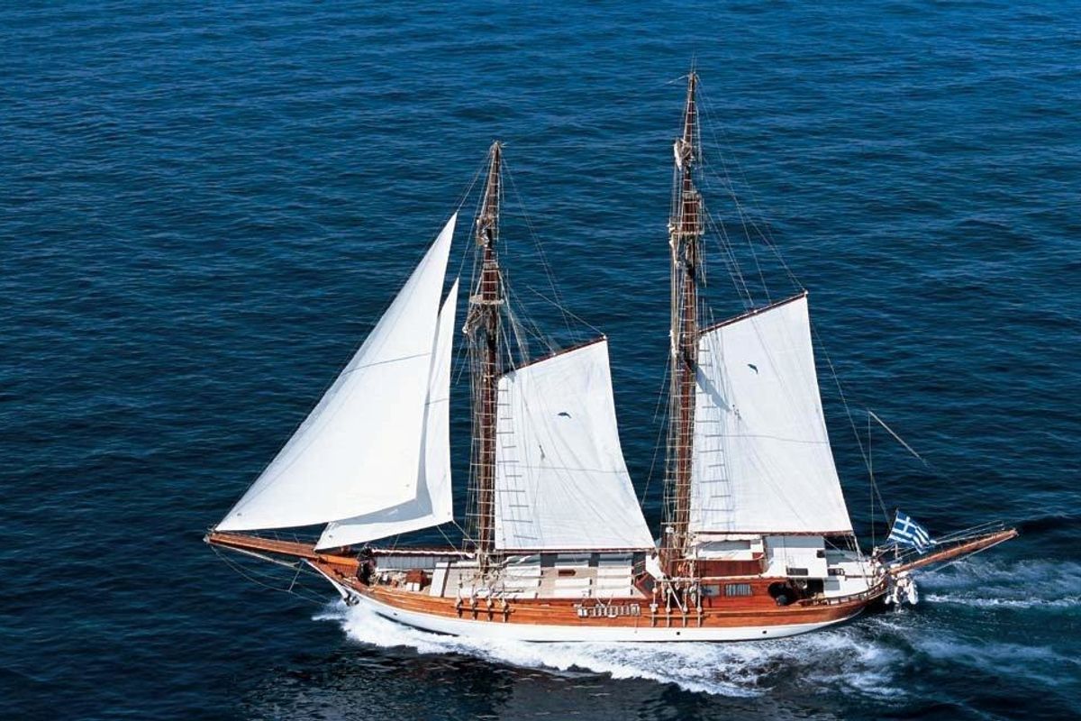 Exterior view of Matina, a Gulet Motor sailer yacht at Athens, Greece