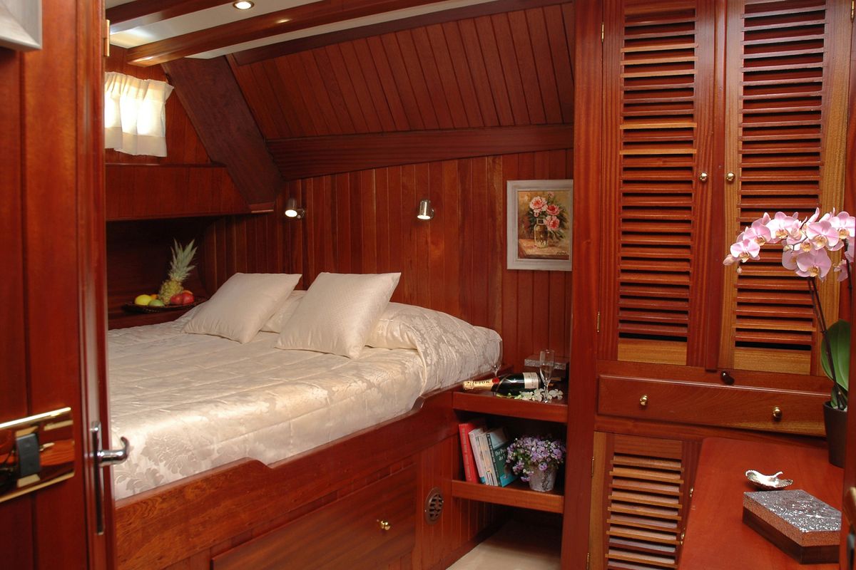 Cabin on Matina, a Gulet Motor sailer yacht at Athens, Greece