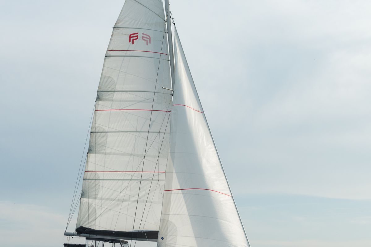 Exterior view of Papa Charlie, a Fountaine Pajot Aura 51 catamaran at Cannigione, Italy