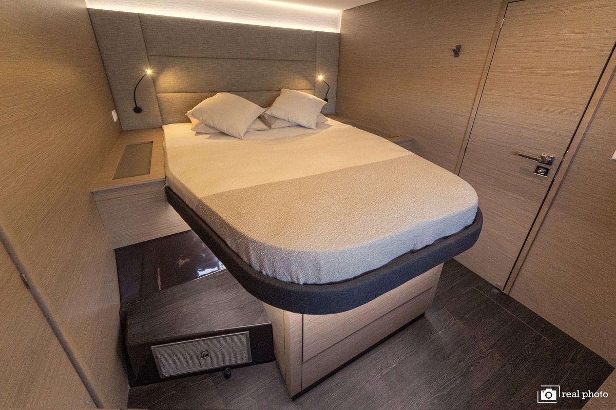 Cabin on Papa Charlie, a Fountaine Pajot Aura 51 catamaran at Cannigione, Italy