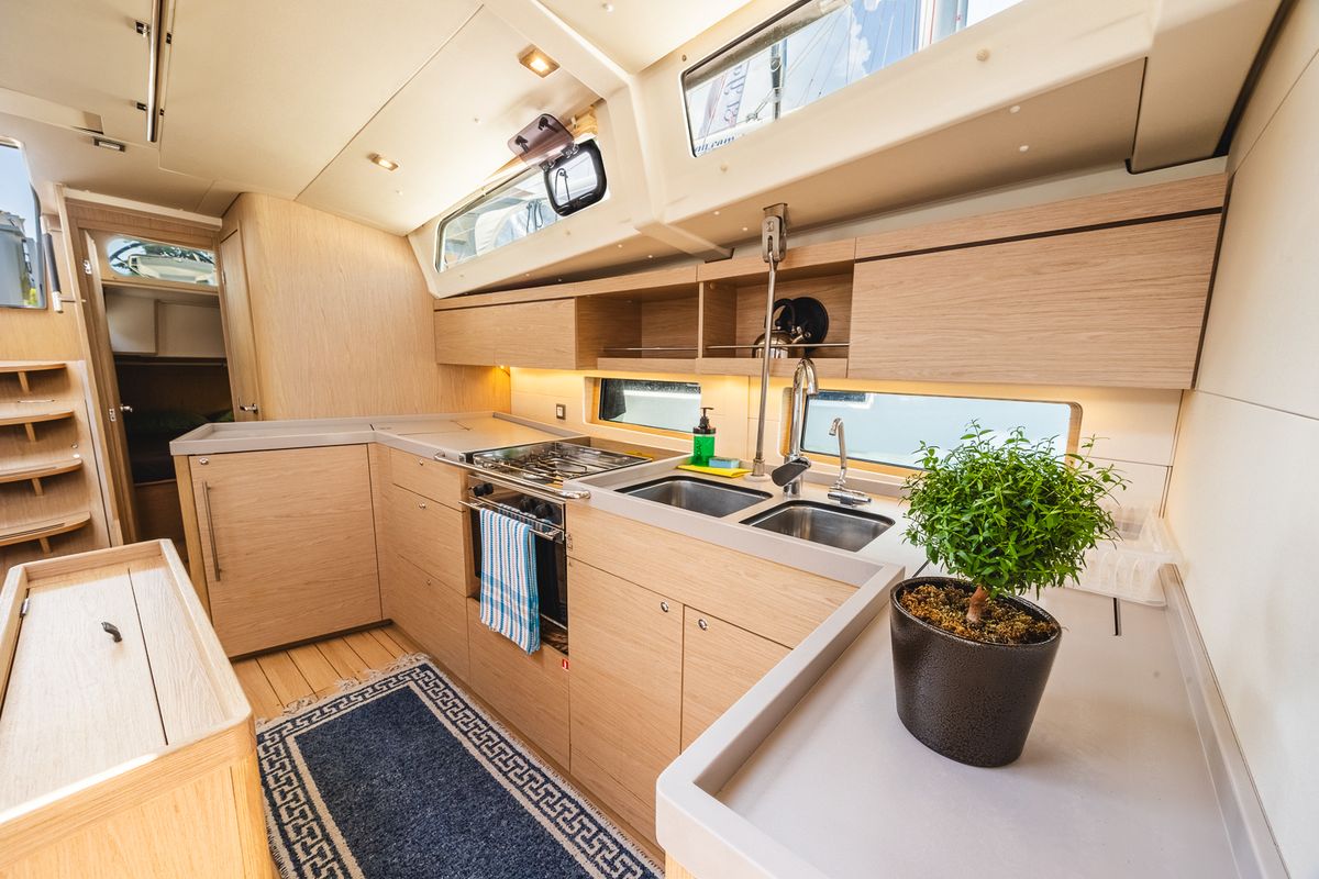Galley of Ellaida, a Beneteau Oceanis 46.1 sailboat at Municipal Unit of Lefkada, Greece