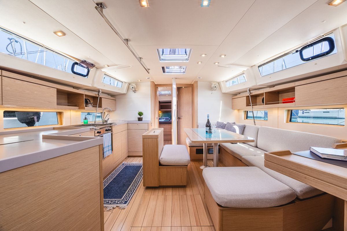 Salon of Ellaida, a Beneteau Oceanis 46.1 sailboat at Municipal Unit of Lefkada, Greece