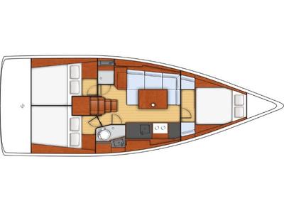 Floor plan of Grey Pearl, a Beneteau Oceanis 38 sailboat at Izola / Isola, Slovenia
