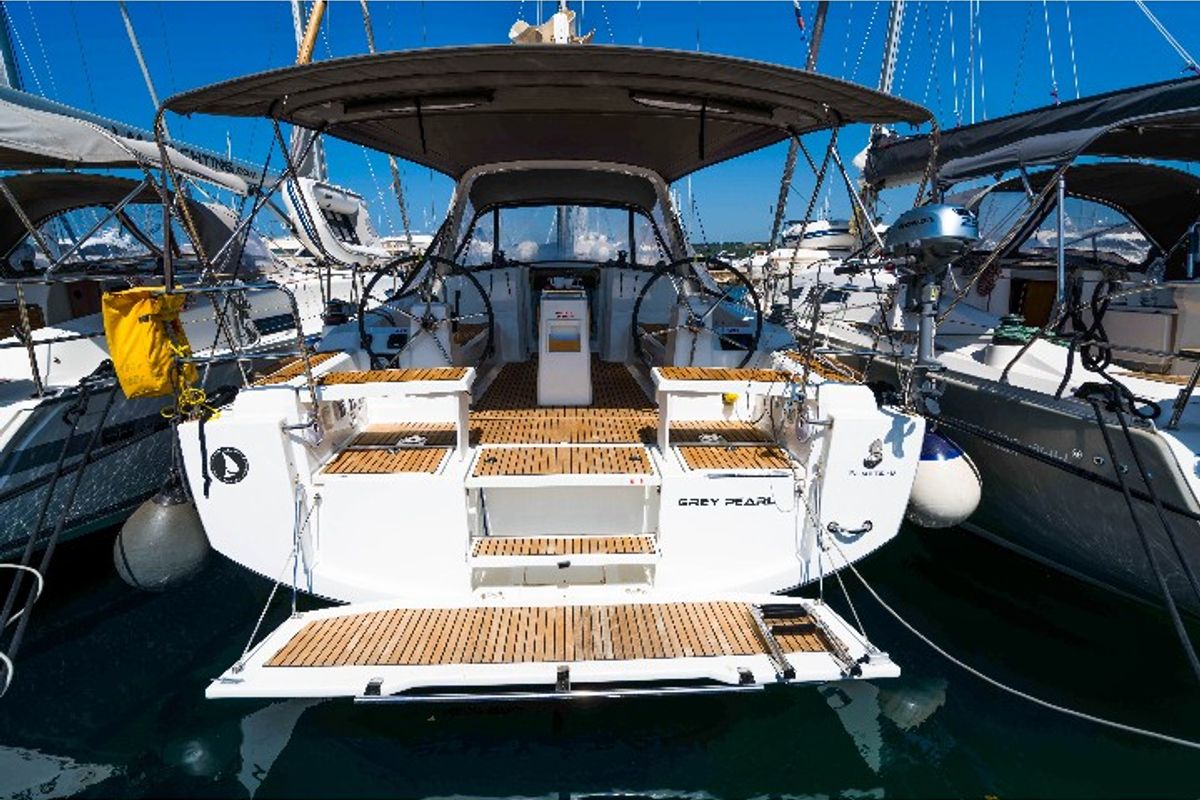 Deck of Grey Pearl, a Beneteau Oceanis 38 sailboat at Izola / Isola, Slovenia