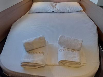 Cabin on Cicada, a Fountaine Pajot Astrea 42 catamaran at Lavreotiki Municipal Unit, Greece