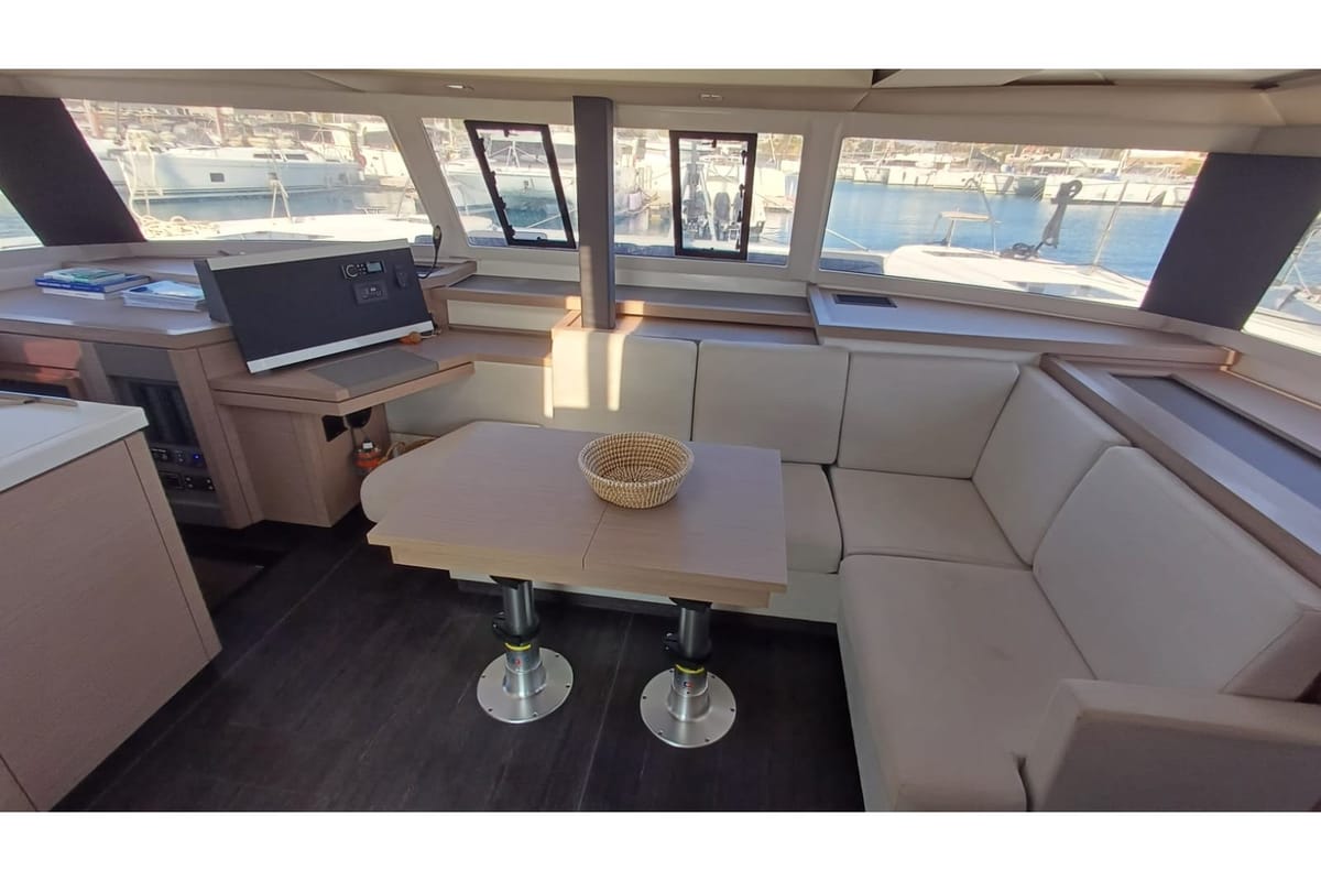Cicada, a Fountaine Pajot Astrea 42 catamaran at Lavreotiki Municipal Unit, Greece