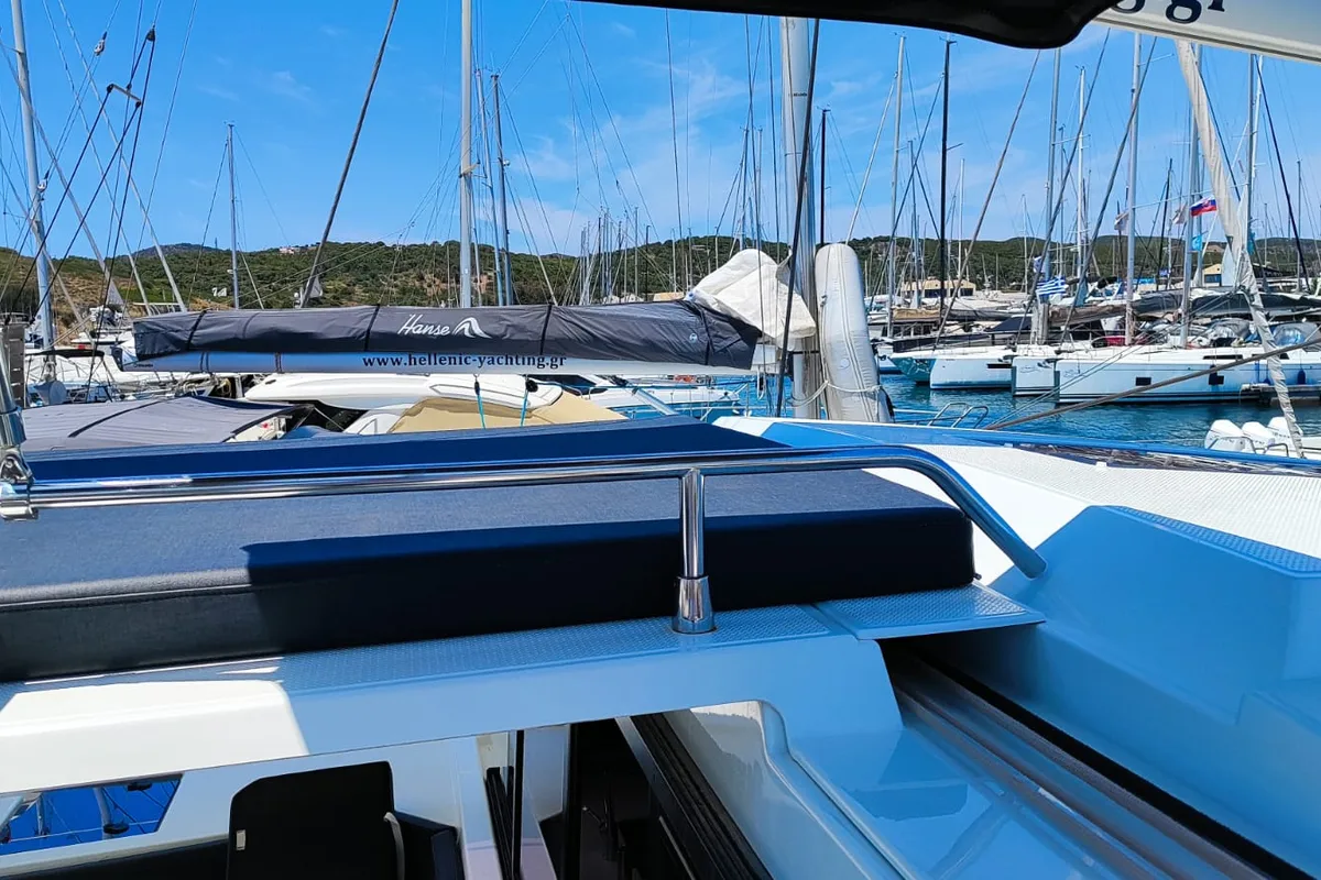 Cicada, a Fountaine Pajot Astrea 42 catamaran at Lavreotiki Municipal Unit, Greece