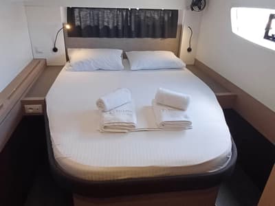 Cicada, a Fountaine Pajot Astrea 42 catamaran at Lavreotiki Municipal Unit, Greece