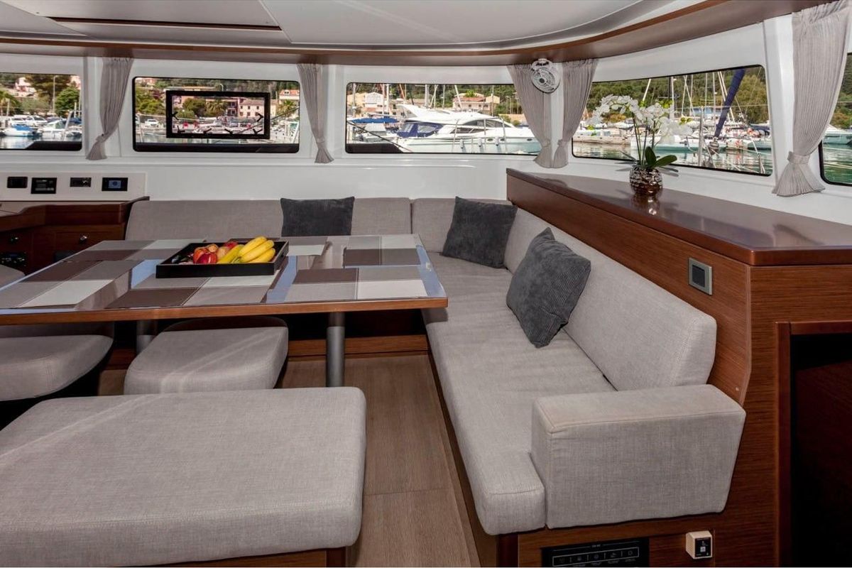 Salon of Our Dream, a Lagoon 46 catamaran at Preveza, Greece