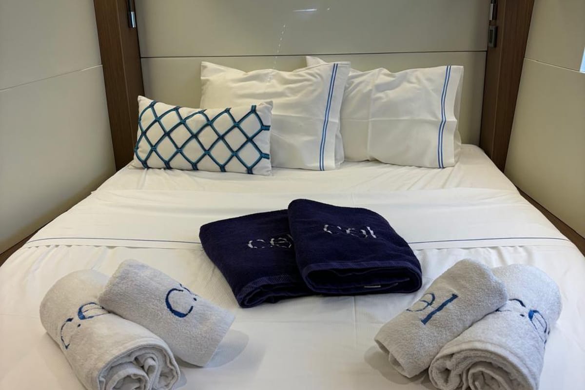 Cabin on CEL, a Lagoon 50 catamaran at Piraeus, Greece