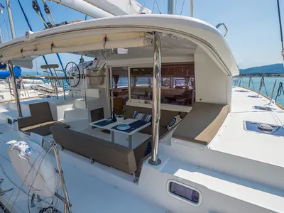Deck of Astro, a Lagoon 400 S2 catamaran at Volos Municipality, Greece