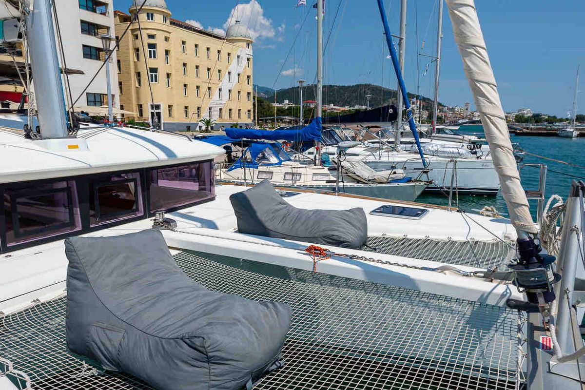 Deck of Astro, a Lagoon 400 S2 catamaran at Volos Municipality, Greece