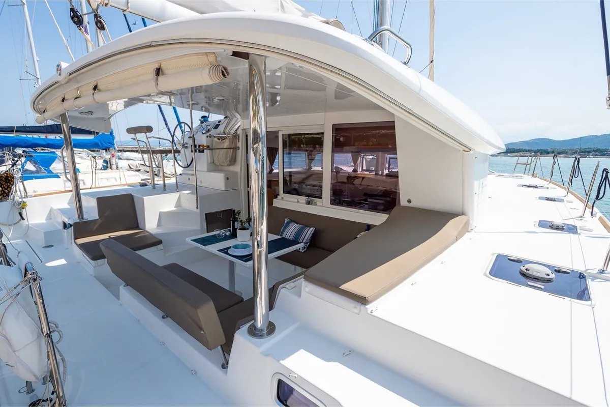 Deck of Astro, a Lagoon 400 S2 catamaran at Volos Municipality, Greece