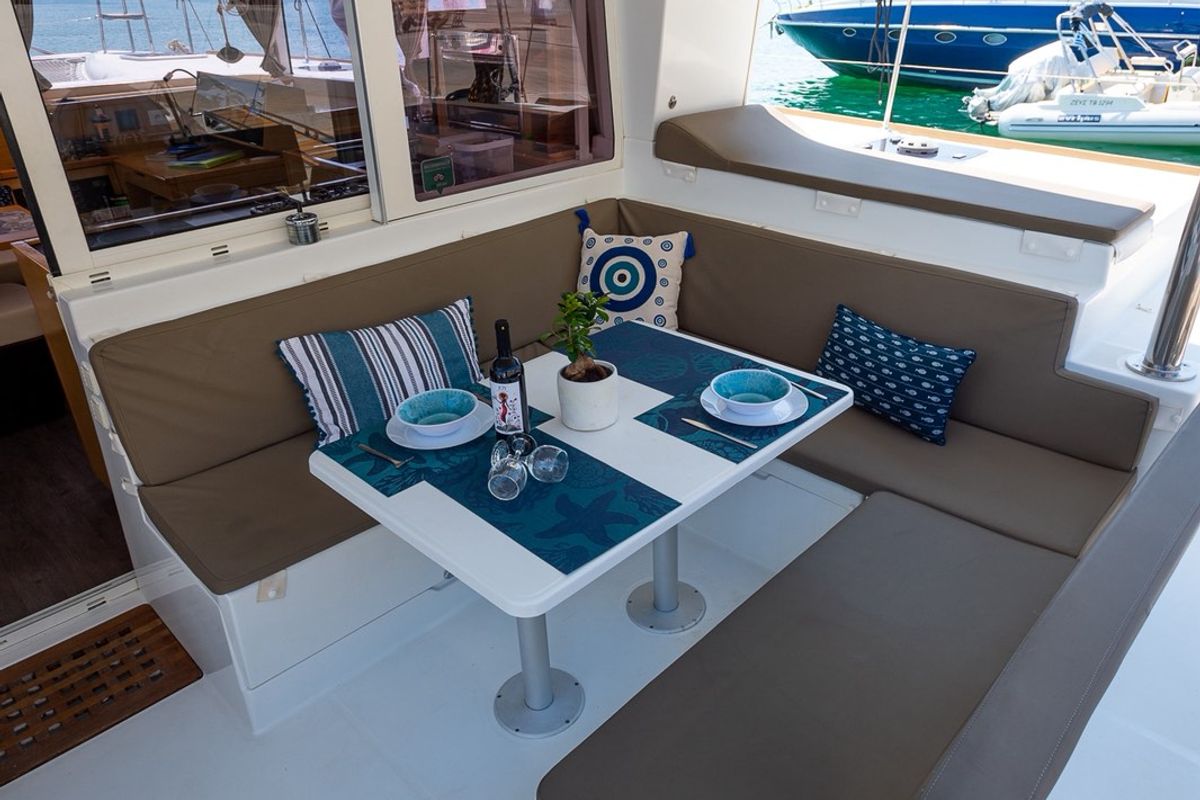 Deck of Astro, a Lagoon 400 S2 catamaran at Volos Municipality, Greece