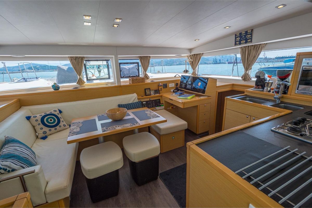 Salon of Astro, a Lagoon 400 S2 catamaran at Volos Municipality, Greece