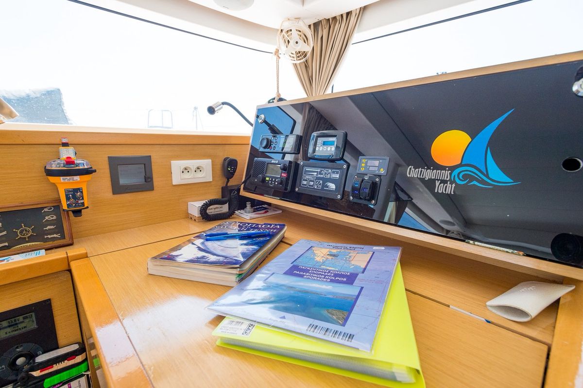 Cockpit of Astro, a Lagoon 400 S2 catamaran at Volos Municipality, Greece