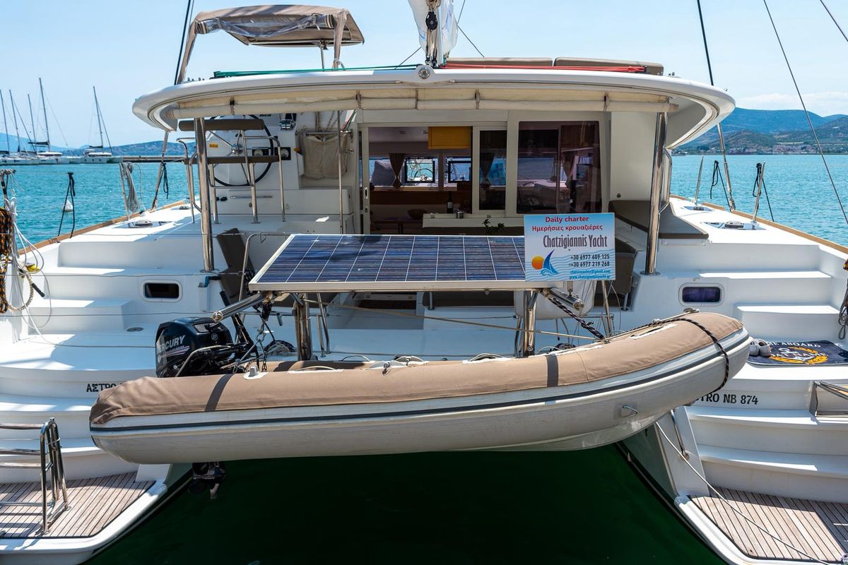 Exterior view of Astro, a Lagoon 400 S2 catamaran at Volos Municipality, Greece