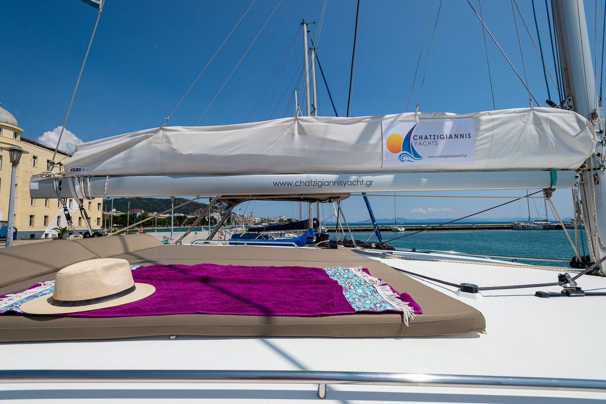 Deck of Astro, a Lagoon 400 S2 catamaran at Volos Municipality, Greece