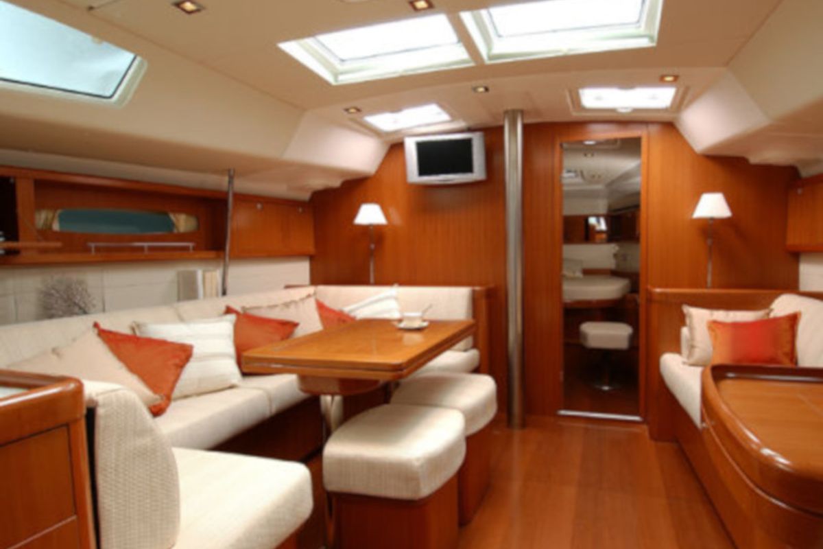 Salon of Sea Walks, a Beneteau Cyclades 50.5 sailboat at Salamina Municipal Unit, Greece