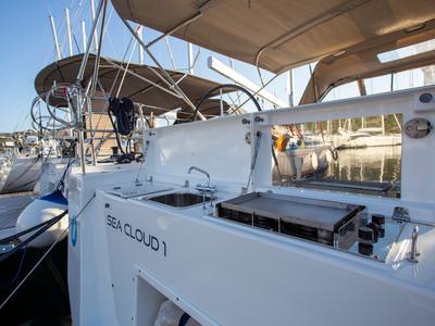 Deck of Sea Cloud 1, a Dufour 430 GL sailboat at Grad Pula, Croatia