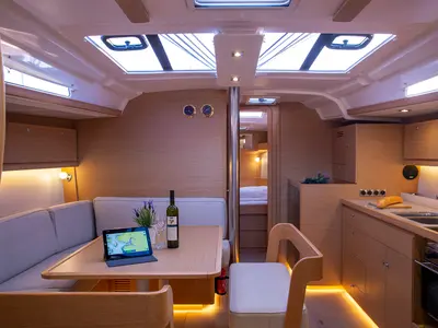 Salon of Sea Cloud 1, a Dufour 430 GL sailboat at Grad Pula, Croatia