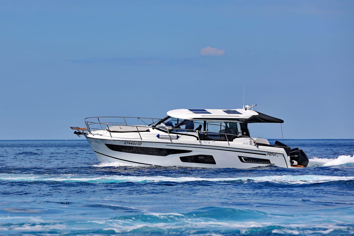 Exterior view of Pepa, a Jeanneau Merry Fisher 1095 motorboat at Zadar, Croatia