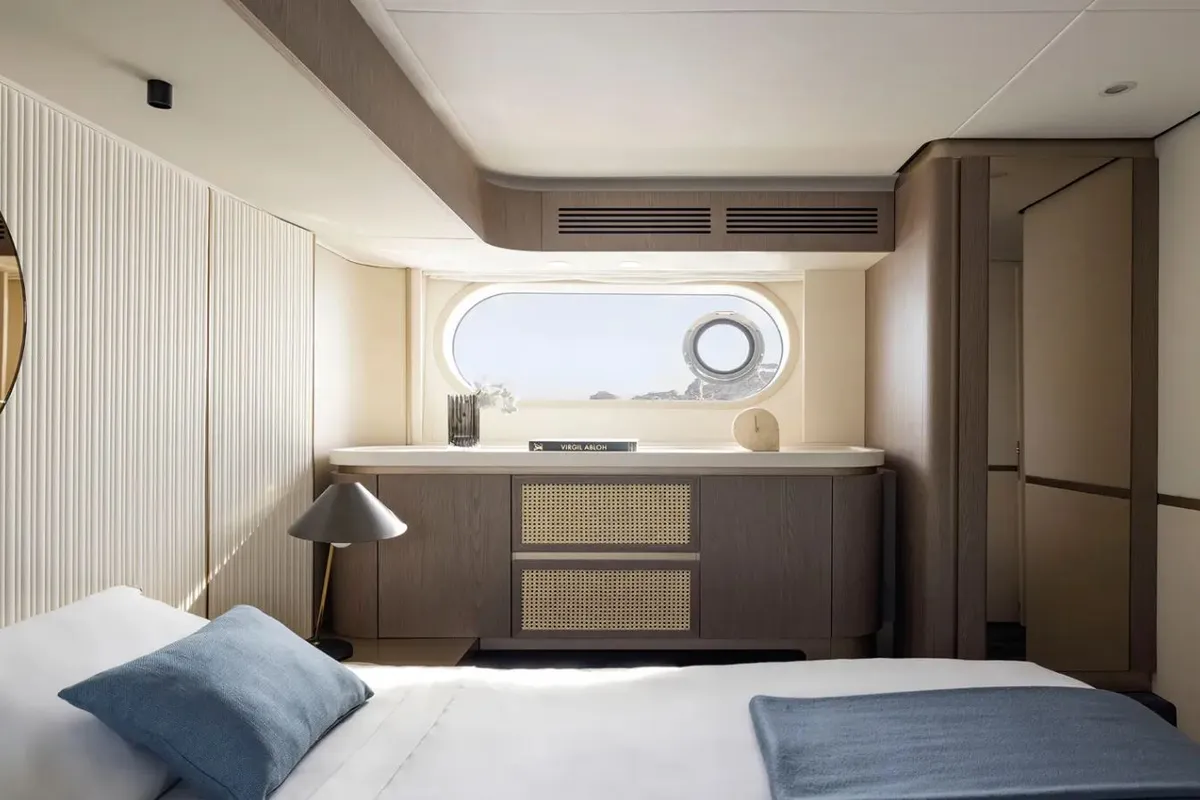 Cabin on Amparito XIII, a Azimut Magellano 60 yacht at Lavreotiki Municipal Unit, Greece