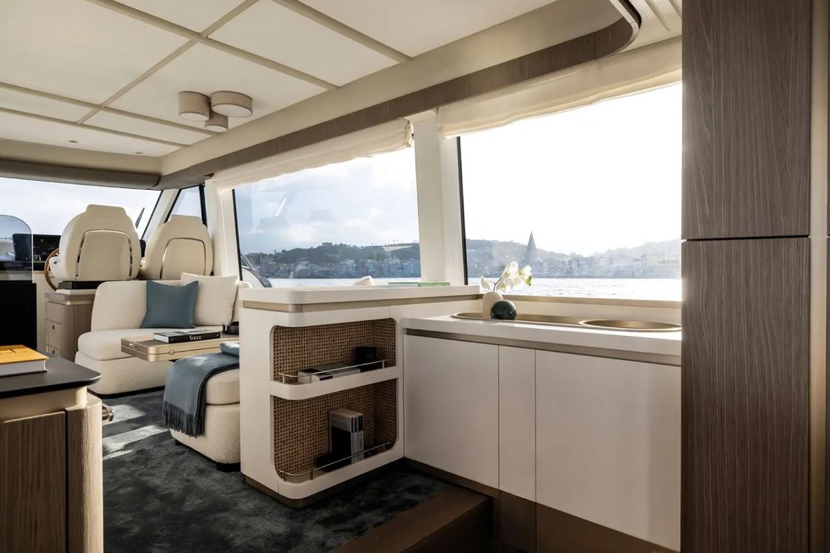 Salon of Amparito XIII, a Azimut Magellano 60 yacht at Lavreotiki Municipal Unit, Greece