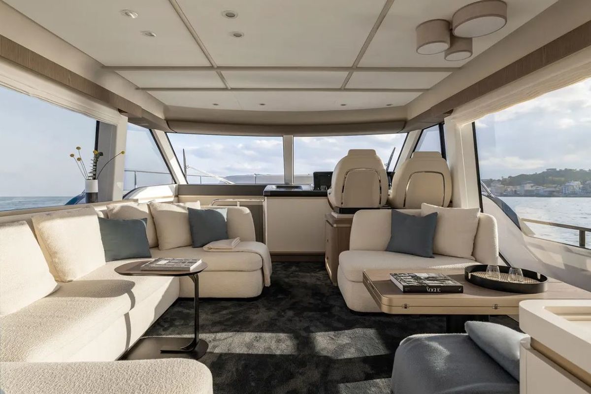 Salon of Amparito XIII, a Azimut Magellano 60 yacht at Lavreotiki Municipal Unit, Greece