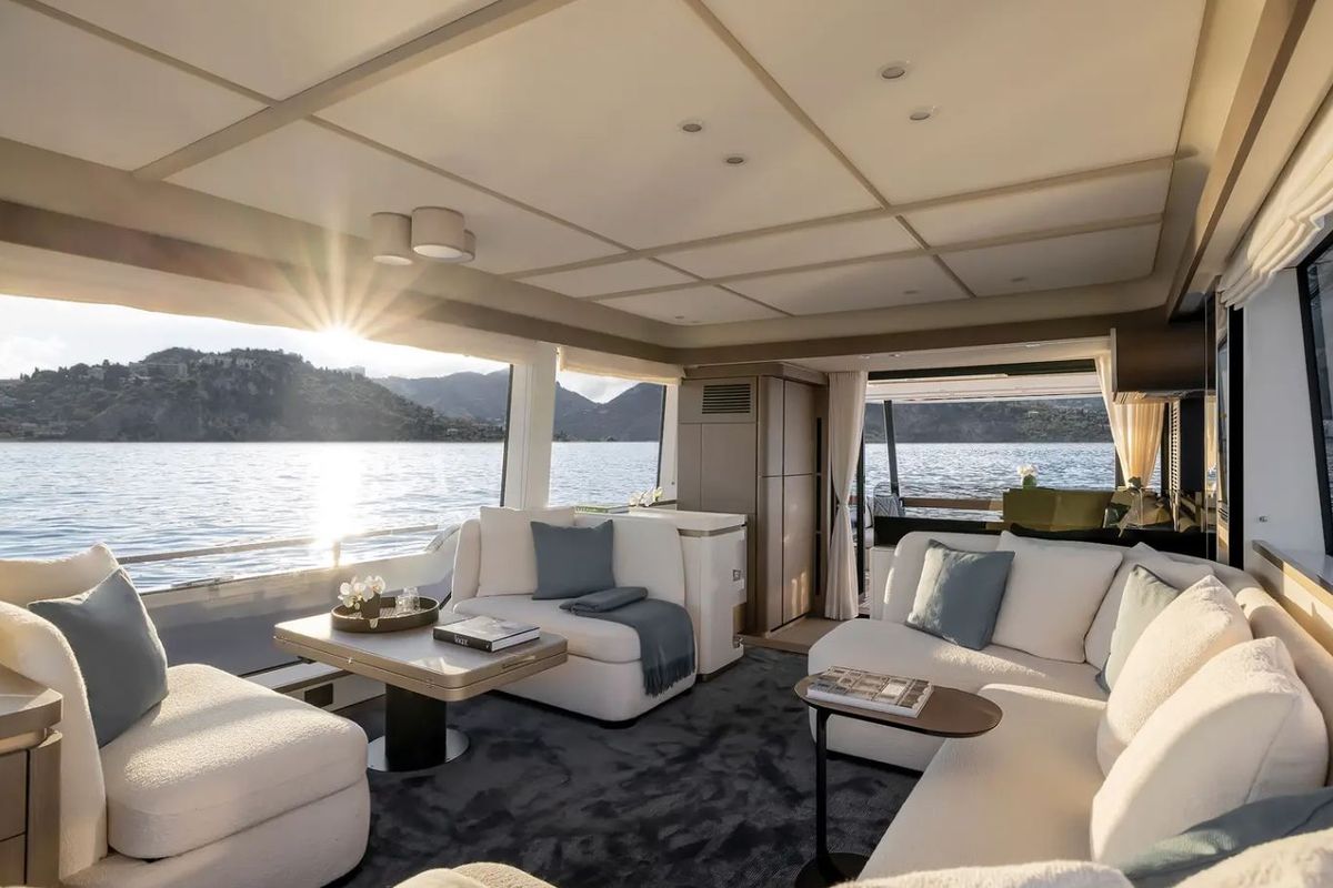Salon of Amparito XIII, a Azimut Magellano 60 yacht at Lavreotiki Municipal Unit, Greece