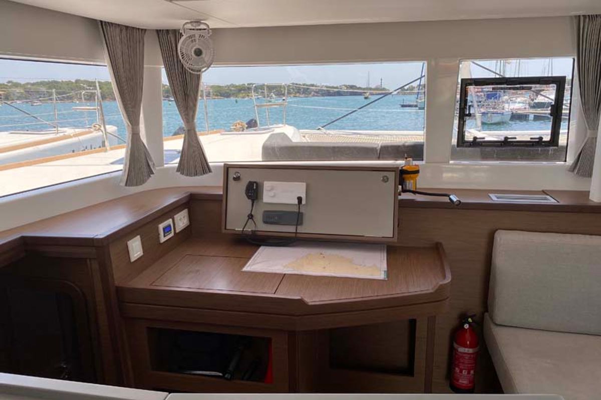 Salon of Dreamelli, a Lagoon 450 F catamaran at Grad Trogir, Croatia
