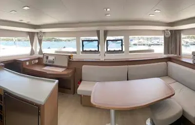 Salon of Dreamelli, a Lagoon 450 F catamaran at Grad Trogir, Croatia