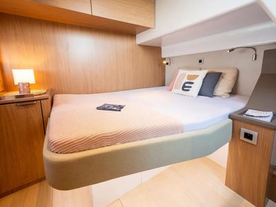 Cabin on Romar VII, a Bali 4.6 catamaran at Athens, Greece