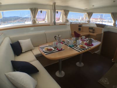 Salon of Tortuga, a Lagoon 400 catamaran at Municipal Unit of Lefkada, Greece