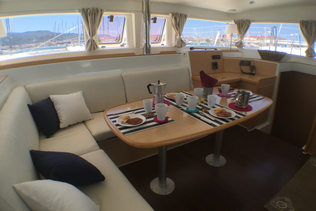 Salon of Tortuga, a Lagoon 400 catamaran at Municipal Unit of Lefkada, Greece