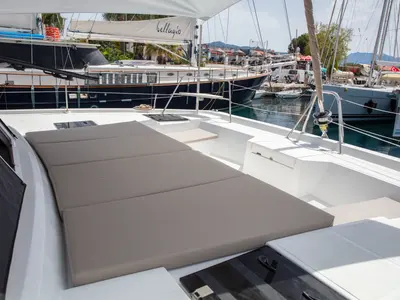 Deck of Time Out, a Bali Catspace catamaran at Marmaris, Turkey