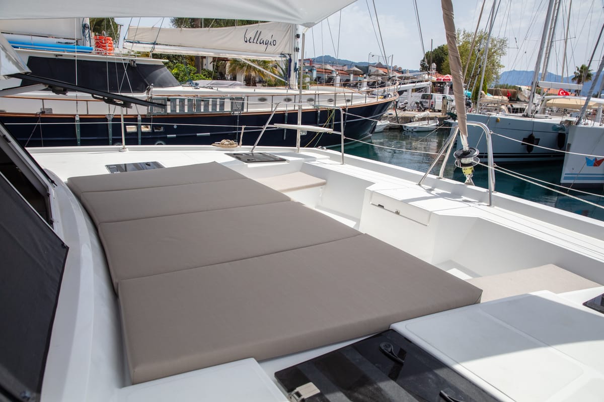 Deck of Time Out, a Bali Catspace catamaran at Marmaris, Turkey