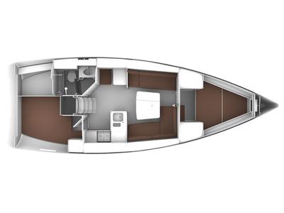 Floor plan of KATA, a Bavaria Cruiser 37 sailboat at Grad Pula, Croatia