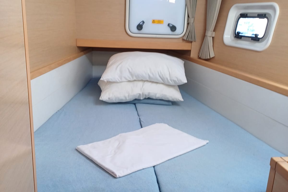 Cabin on Tortilla, a Lagoon 39 catamaran at Athens, Greece