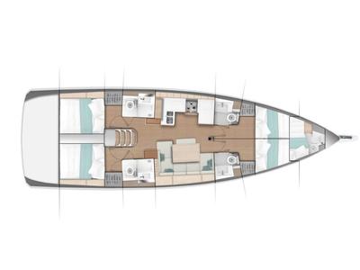 Salon of Jeanneau SO 490, a Jeanneau Sun Odyssey 490 sailboat at Municipal Unit of Lefkada, Greece