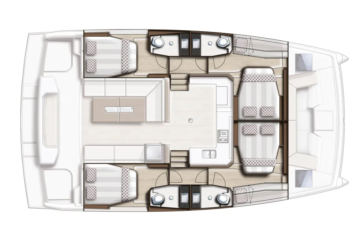 Floor plan of ISOLA BELLA, a Bali Bali Catspace catamaran at Tonnarella, Italy