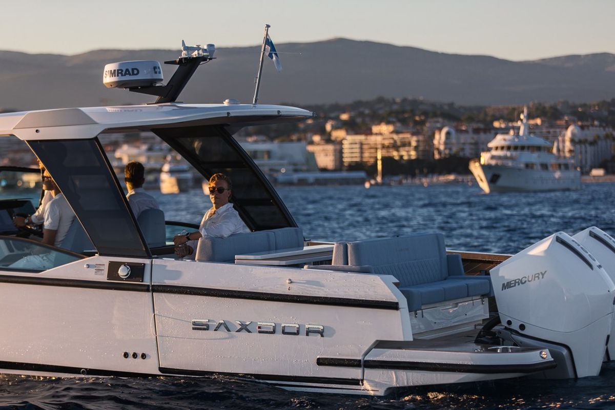 Exterior view of Tide Hunter, a Saxdor Yachts Saxdor 320 GTO motorboat at Općina Sukošan, Croatia
