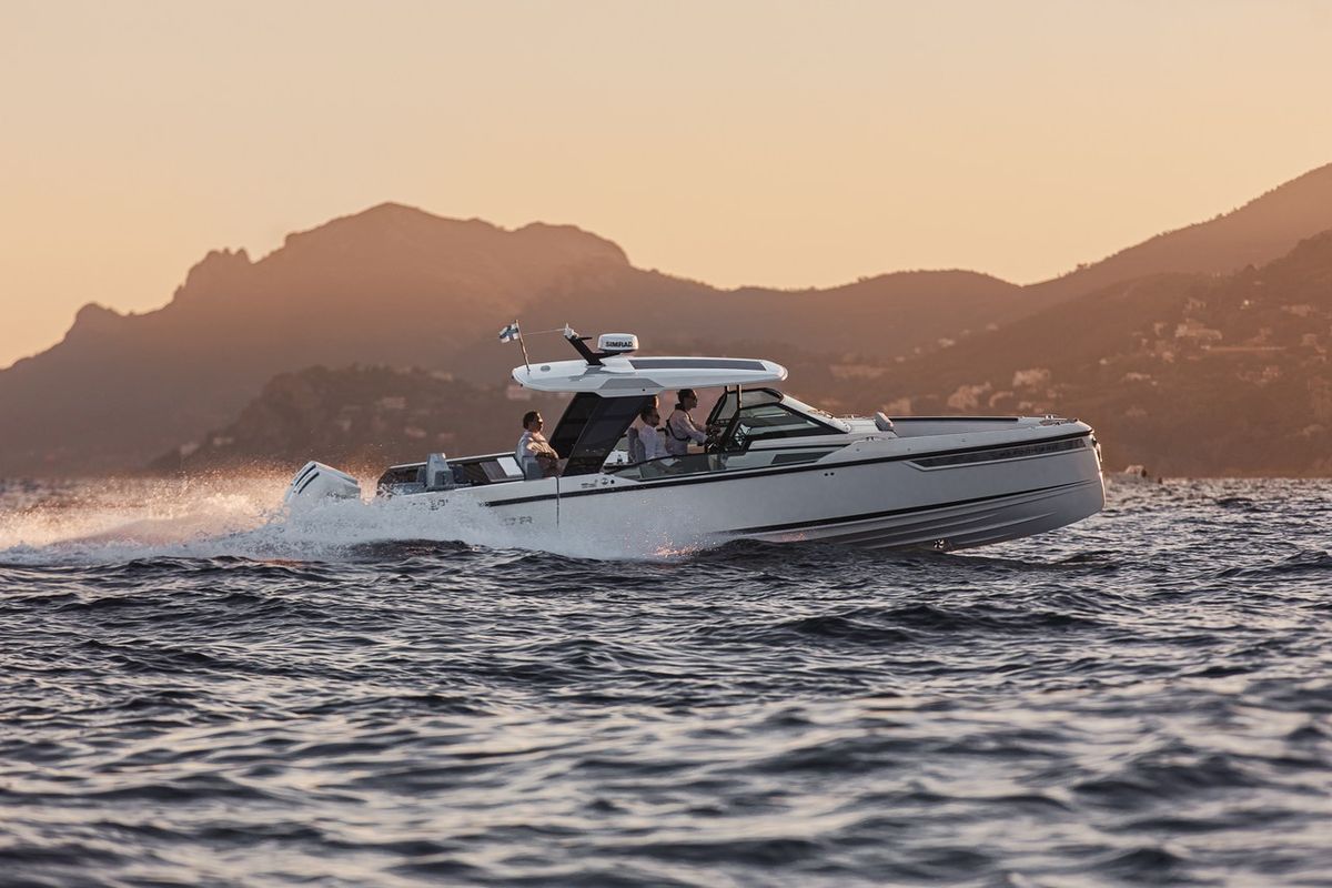 Exterior view of Tide Hunter, a Saxdor Yachts Saxdor 320 GTO motorboat at Općina Sukošan, Croatia